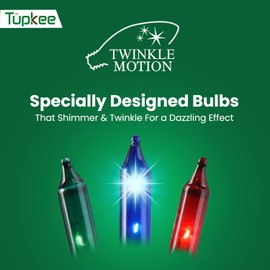 Christmas Random Shimmering Twinkle Lights - 24 of 100 Lights Twinkle, Indoor Outdoor, 20.5 Feet Light String, 100 Multi-Color Bulbs - Christmas Tree Holiday Decor Sparkling Twinkling Christmas Light