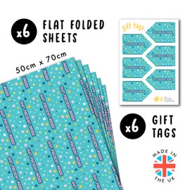 CENTRAL 23 Funny Wrapping Paper For Men Women Adult - 6 Sheets Of Blue Gift Wrap - Sh*t Present Inside - Star - Rude Wrapping Paper For Friends - Comes With Stickers - Recyclable