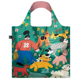 LOQI Eco Bag TS.DW.R TESS SMITH-ROBERTS Dog Walking Recycled Bag, Colorful, Approx. Width 19.7 x Height 16.5 inches (42 cm), Top of Handle: 27.2 inches (69 cm), Included Pouch: 4.5 x 4.3 inches (11.5