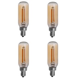 HERO-LED T8-DSGT-2W-WW22 Gold Tint T8 E12 Candelabra Base 2W Edison Style LED Vintage Antique Filament Bulb, 25W Equivalent, Ultra Warm White 2200K, 4-Pack(Not Dimmable)