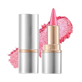 DAGEDA Metallic Glitter Lipstick, 2-in-1 Gradient Lip Liner and Lipstick, Long Lasting High Shine Lipstick, High Impact Lip Color Makeup,Shimmer Lip Stick for Women Girls # 02 Romantic
