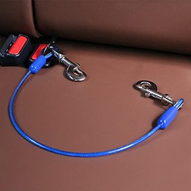 Petbobi Dog Car Seat Belt Restraint Chew-Proof Coated Steel Rope Heavy Duty Dog Seatbelt for Cars - 3 Sizes (16"/24"/32") - with Double Clip and Latch Attachment for Small to Large Dogs (16inch)