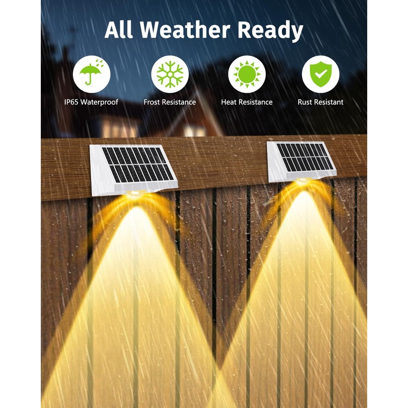 Solar Fence Lights Outdoor Waterproof High Brightness LED Spot Lens