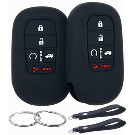 REPROTECTING Silicone Rubber Key Fob Cover Compatible with (5 Buttons) 2022-2025 Honda Accord Civic HR-V CR-V Pilot Sport SI EX EX-L Touring (Black Black)