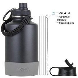 DRINCO Stainless Steel Water Bottle Spout Lid Vacuum Insulated Double Wall Water Bottles Wide Mouth (64oz 40oz 32oz 22oz 18oz 14oz) Leak Proof Keep Cold Sport Camping Hiking