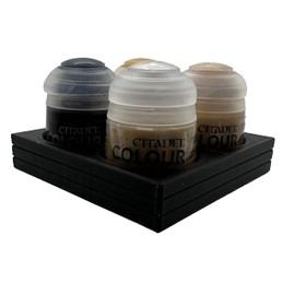 Jeff Did It! 33mm Paint Bottle Holder - Holds 4 33mm bottles - Compatable with Citadel Colour 33mm Paint Bottles - With Anti-Slip Rubber Feet - 3D Printed - Holder Only (Yellow)