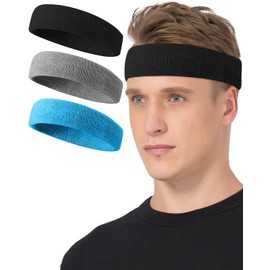 Tanluhu Sweatbands Sport Headbands for Working Out, Execise, Tennis, Basketball, Running - Terry Cloth Athletic Sweat Cotton Headband Outdoor for Men & Women
