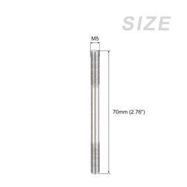 METALLIXITY 10pcs 304 Stainless Steel Double End Stud Screws Stud Bolts Rod Bolts M5 Screws 70mm Length for Home Repair