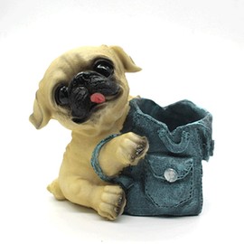 Creative Desktop Pen Holder Lindo Puppy Pen Holder Creative Resin Pen Holder Home Desktop Art Crafts Adornos Regalo de cumpleaños Pluma multifunción  