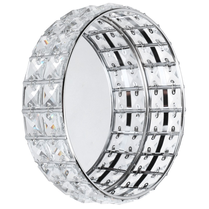 Crystal Tray Round Shape Storage Plate Mirror Base Jewelry Makeup