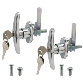 Litoexpe 2 Pack Left & Right Truck Side Cap Locking T-Handle, Replacement Parts Locking Kit Accessories Matching Keys, Topper Camper Shell T-Handles Lock, Silver