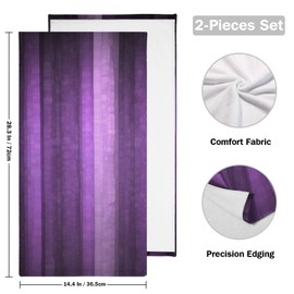 AIYOOLER Purple Striped Hand Towels for Bathroom Set of 2 Abstract Glass Texture Modern Elegant Neon Purple Art Soft Absorbent Small Bath Towels Decorative Bathroom Towel for Hotel,Gym,Spa 28x14in