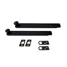 QCAA Heavy Duty Solid Brass Concealed Surface Bolt, 6", Matte Black, 2 Pack, Made in Taiwan