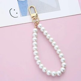 JJLFresheners 2Pcs Faux Pearl Keychain Straps Beaded Keyring Lanyard Key Chain Holder Wristlet Key Ring Wrist Strap Elegant Purse Lanyard Strap Women's Keyrings and Keychains