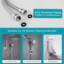 GwernKB Shower Hose,79 Inches Long Stainless Steel Handheld Shower Head Hose,Flexible Shower Hose Attachment Replacement for Bidet Sprayer,Leak-proof (Silver)