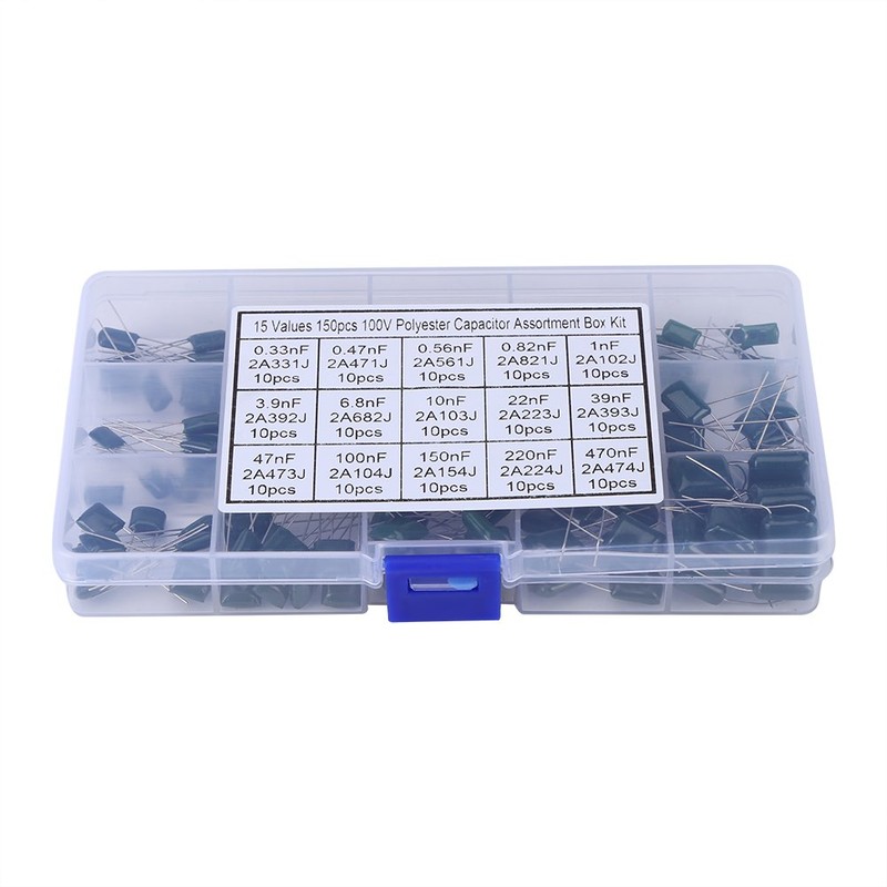150 Pieces 100V 15 Value Film Capacitor Set 0.33nF-470nF Assorted