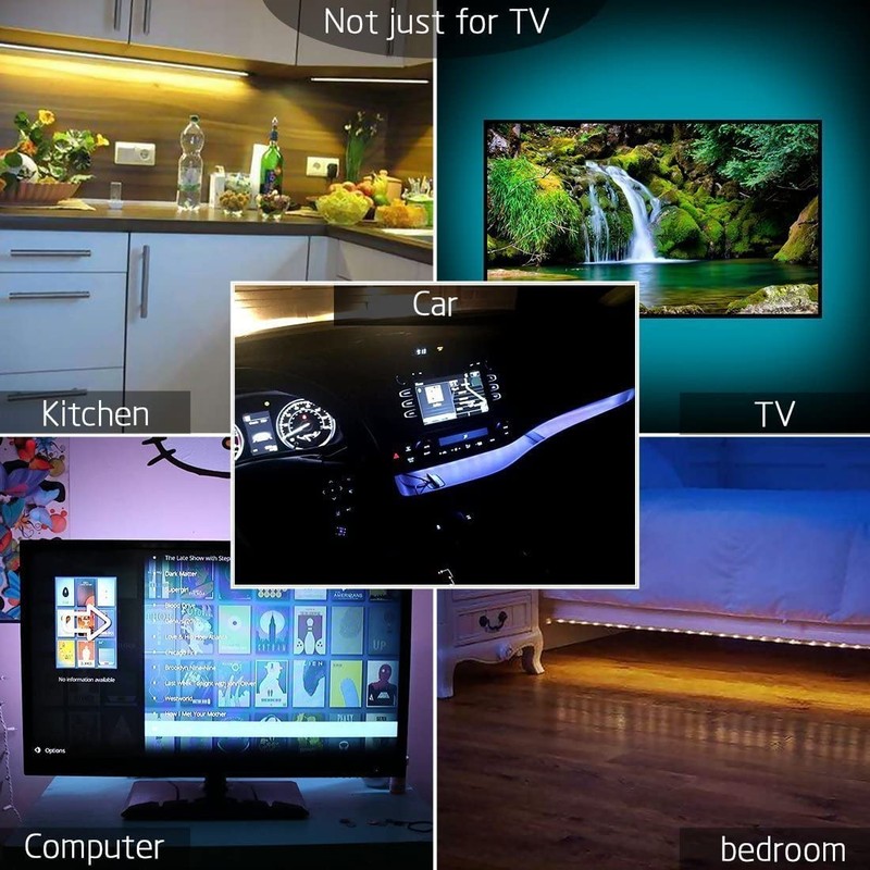 LED TV Backlight, 6.56Ft USB LED Strip Light, RGB Multi-Colour