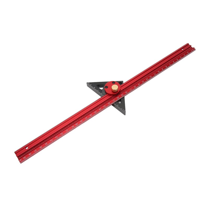 400mm Woodworking Hole Scribing Ruler Aluminum Alloy 360° Rotating Line