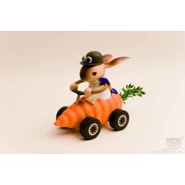 Drechslerei Kuhnert - Easter Decoration / Easter Bunny - Kuhnerthase in Carrot Trolley - Made of Wood - Size: Standing Approx. 19 cm - Made in Germany