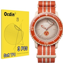 Ocdin Blancpain X Swatch Premium Screen Protector Watch Protective Film Set Anti Scratch Crystal Soft Cover Film and Tempered Back Film(3 TPU)