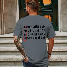 Jinluth Christian Shirts for Men Inspirational God Faith Jesus Shirt Vintage Oversized Graphic T-Shirts Agree with God Tops(Dark Grey,M)