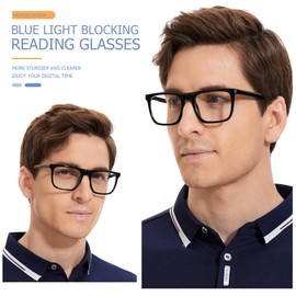PRUTILOOKSY 4 Pack 1.00 Reading Glasses Men Readers Blue Light Blocking Computer Eyeglasses Comfortable Spring Hinge Wide Frame
