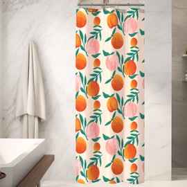 COSEVIER Peach Shower Curtain, Vibrant Cute Fruit Waterproof Shower Curtains for Bathroom, Cartoon Home Decorative Fabric Bath Accessories, 36 x 72 Inch, Orange Pink