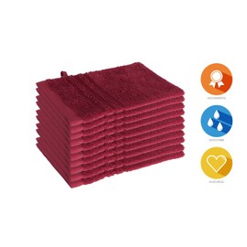 Lavea Set of 10 Elena Terry Series Washcloths, 15 x 21 cm, Burgundy