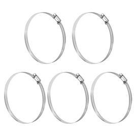 sourcing map 5 Inch Stainless Steel Hose Clamp, Worm Gear Clamp Adjustable 4 2/3"-5 1/2"(118-140mm) Fuel Line Hose Clamps Duct Clamp for Pipe Plumbing Automotive Mechanical (Pack of 5)