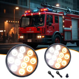 ADAURIS 2PCS Amber/white Strobe Caution Rechargeable Strobe Lights, Beacon, Flashing Warning Emergency Beacon Lights with Magnetic for Trucks Trailer Bus Tracto