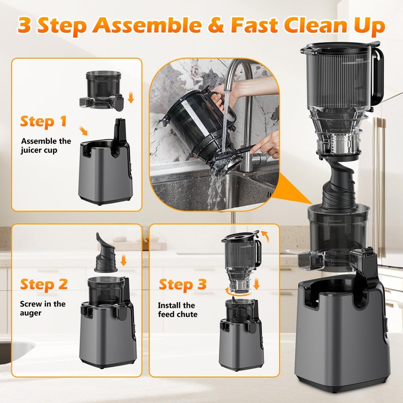 Juicer Machines with 5.8" Large Feed Chute, Cold Press Juicer