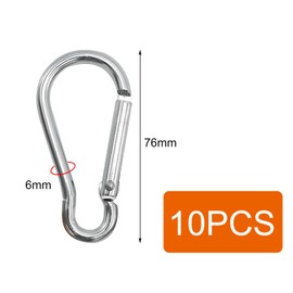 GeekerChip 10 Stück Karabinerhaken,Karabinerhaken Groß,6 x 76 mm,Karabiner Schlüsselanhänger Karabinerhaken,Karabiner belastbar bis 120kg,für Rucksack,Hundeleine,Camping,Reisen,Wandern etc