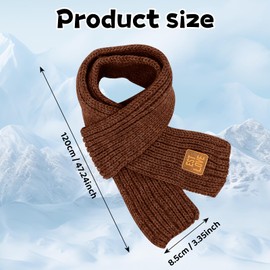LXYYDS Knitted Scarf Kids, Kids Scarf, Kids Winter Knitted Scarf, Kids Knitted Scarf Wool Scarf, Kids Scarf Winter, Baby Scarf, Winter Knitted Scarf for Girls and Boys 2-10 Years, coffee