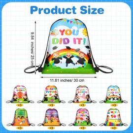 Sweetude 24 Pcs Kindergarten Graduation Gift Bags Bulk,Preschool Drawstring Treat Bag,End of the Year Congrats Grad Favor String Backpack for Student,Class of 2025 Party,Kid,Boy Girl,9.8x11.8in