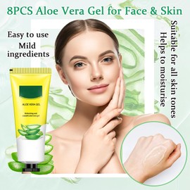 8 Geles De Aloe Vera Para Rostro Y Piel, Gel Orgánico De Aloe Vera, Crema Hidratante Para Después Del Sol(Tamaño De Viaje), Loción Hidratante Para El Cuidado De La Piel, Loción Para Después