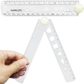 TAOSHENG 30-CM Foldable Plastic Ruler, Cute Clear Folding Geometric Stationary Straight Study Ruler for Students Kids Children Teens School Office Home Use, Transparent 1 Pack