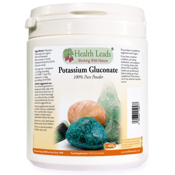 Health Leads ...Working With Nature Potassium Gluconate Powder 400g (Additive