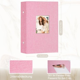 Miaikoe Photo Album 4 x 6 inch 300 Slip-in Linen Album, for Family Wedding Anniversary, Book Holds 300 Horizontal 4 x 6 inch Photos, Pink