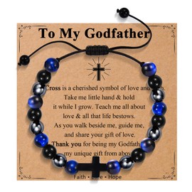 OAVOOK Godfather Gifts Cross Bracelet For Men Proposal Gifts Birthday, Christmas, baptism, Christian Gifts For Him