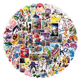 100pcs Super Smash Bro Stickers for Laptop, Cool Game Classic Cartoon Vinyl Decals for Teens Kids Boys Computer Skateboard Water Bottles Phone Scrapbook Car Luggage