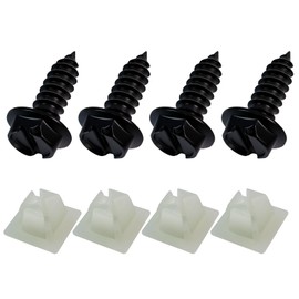 License Plate Screw Kit, Stainless License Plate Screws, Self Tapping Mounting Fasteners with Nylon Inserts, M6 (1/4""), Universal for Car Truck SUV (4 Set Black Sets)