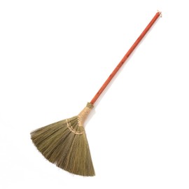 TTS For Home Vietnamese Natural Straw Broom – Handmade Soft Grass Broom for Indoor & Outdoor – Red Long Wooden Handle Broomstick for House, Kitchen, Garage – Wedding Jumping Broom with 46.46'' Length