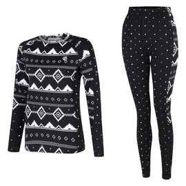 Dare2B Women's Exchange III Base Layer Set, Black Fairisle Print, 10