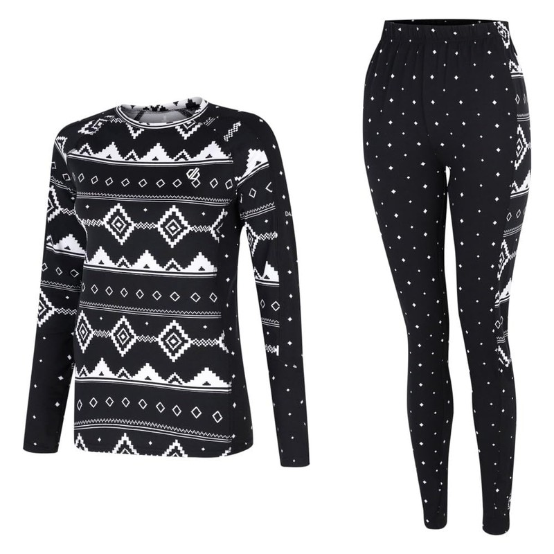 Dare2B Women's Exchange III Base Layer Set, Black Fairisle Print,