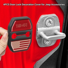 4PCS Door Lock Decoration Cover for 2007-2017 Jeep Wrangler JK JKU and Grand Cherokee Accessories Door Latch Guard Cover RED