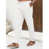 Runcati Mens Casual Linen Pants Pleated Elastic Waist Lightweight Cotton