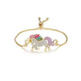Clataly Rainbow Unicorn Necklace Earrings Crystal Bracelets Jewellery for Women and Girls, Alloy Steel, Crystal