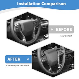 RT-TCZ for Silverado Steering Wheel Trim Carbon Fiber Interior Accessories for Chevy Suburban 2020+ Tahoe 2021+ Silverado 2019 2020 2021 2022 Up