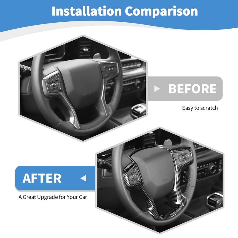 RT-TCZ for Silverado Steering Wheel Trim Carbon Fiber Interior Accessories