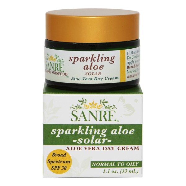 SanRe Organic Skinfood - Sparkling Aloe - Organic Aloe Vera Day Cream For Oily/Combination to Acne Prone Skin - SPF 30